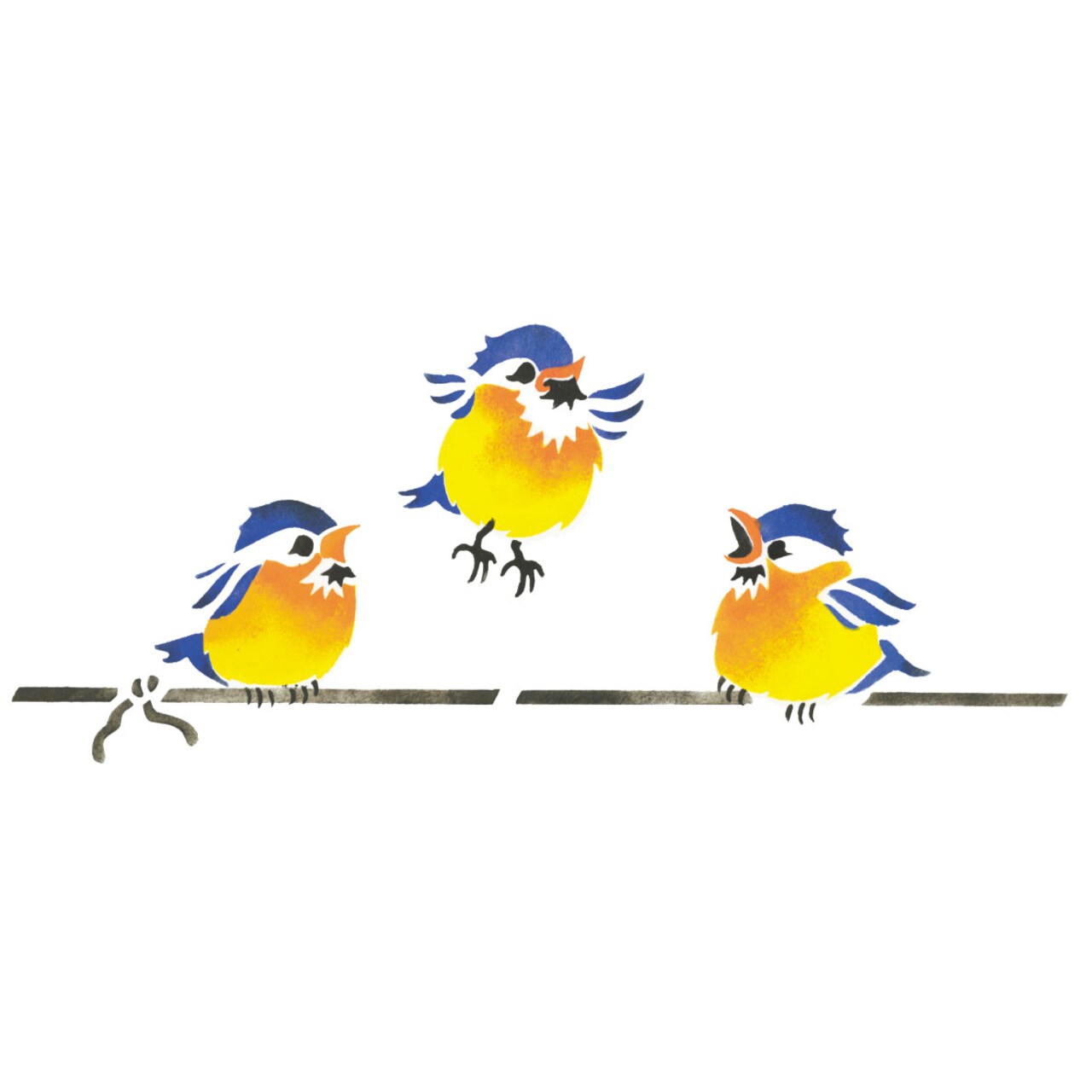 Three Birds Wall Stencil | 2064 by Designer Stencils | Animal & Nature Stencils | Reusable Art Craft Stencils for Painting on Walls, Canvas, Wood | Reusable Plastic Paint Stencil for Home Makeover | Easy to Use & Clean Art Stencil